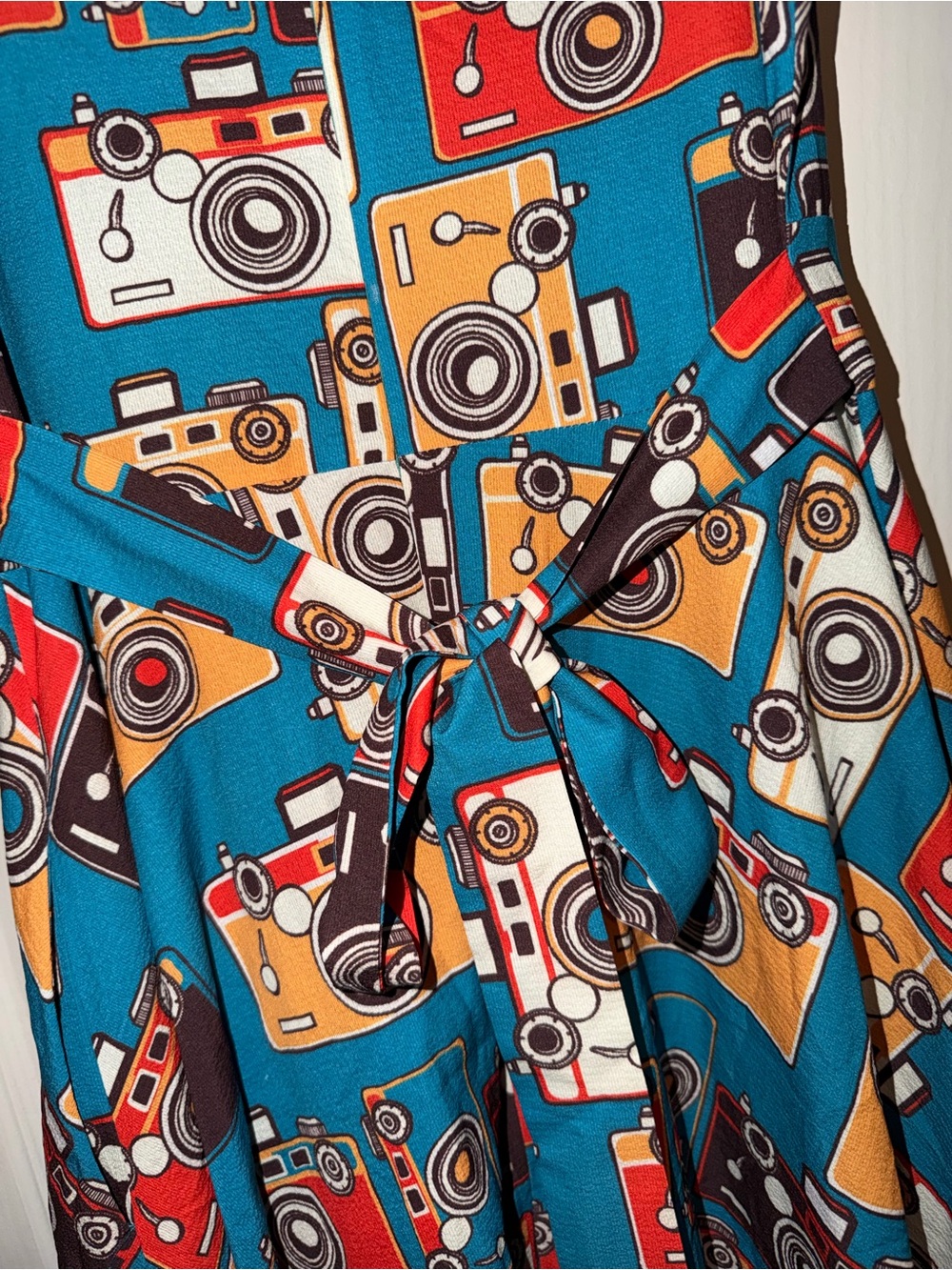 LA Soul Camera Print Teal A-Line Midi Dress - Picture 6 of 8